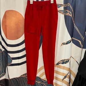 Red Drawstring Jogger Pants - Women